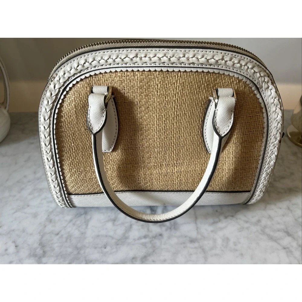 Kate Spade Large Dome Reiley Straw Satchel Handbag Purse